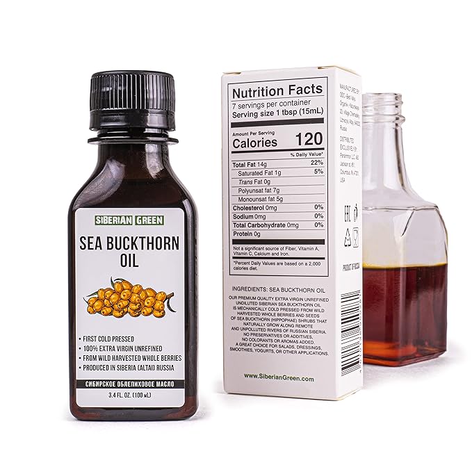 2 Pack - Siberian Sea Buckthorn Seed Oil | 100% Natural Extra Virgin Cold Pressed 2x100 ml / 6.8 fl