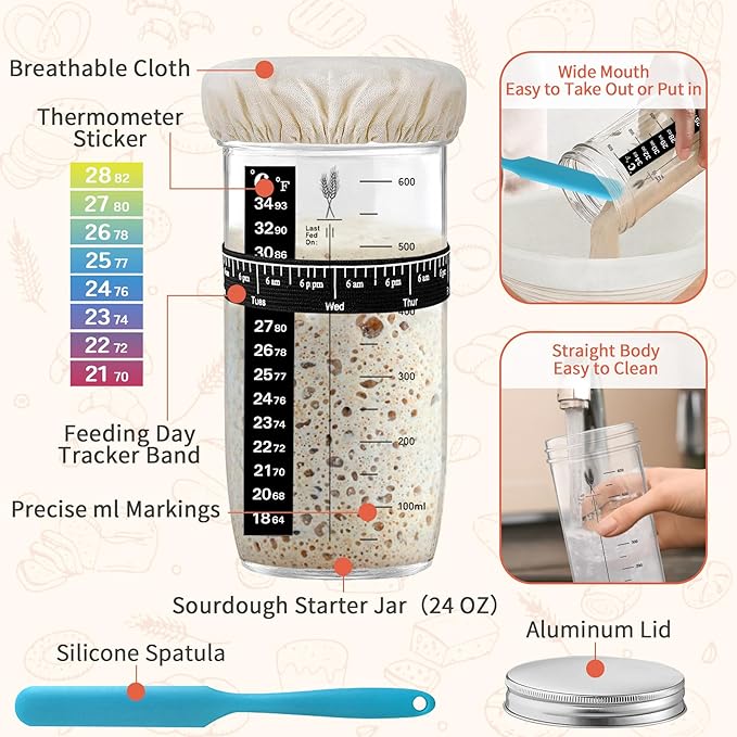 10 Inch Round & Oval Sourdough Proofing Basket Set, Banneton Bread Proofing Basket with Starter