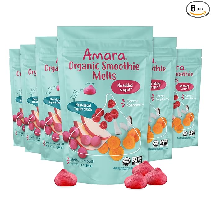 Amara Smoothie Melts - Carrot Raspberry - Baby Snacks Made With Fruits and Vegetables - Healthy