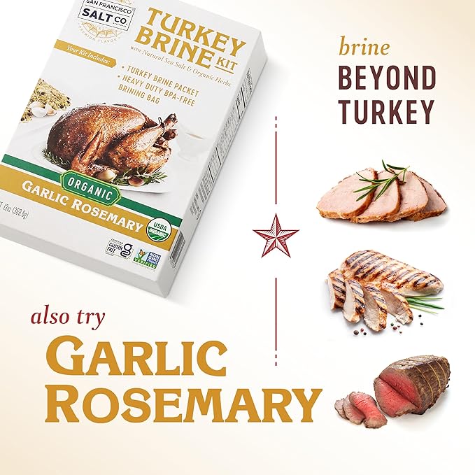 Organic Turkey Brine Kit - 13 oz. Apple Sage Brine with BPA-Free Brine Bag for Whole, Smoked