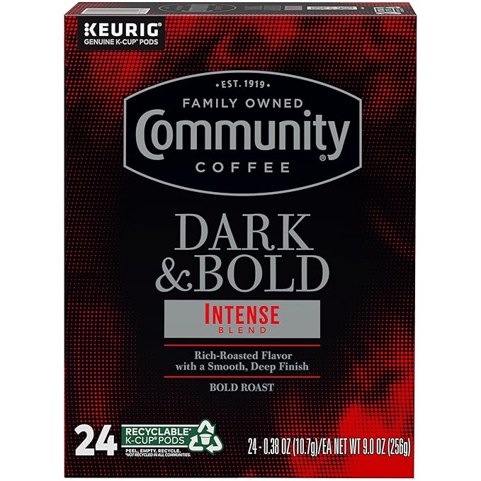 Community Coffee Dark & Bold Intense Blend 96 Count Coffee Pods, Compatible with Keurig 2.0 K-Cup
