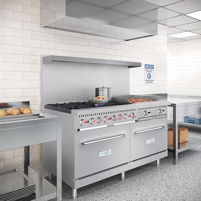 KoolMore KM-CRG60-LP 60 in. 6 Burner Commercial Liquid Propane Range with 24 in. Griddle, Solid