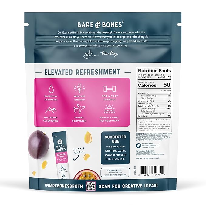 Bare Bones Passion Fruit Elevated Drink Mix | Light & Flavorful | Gluten-Free & Naturally Sweetened