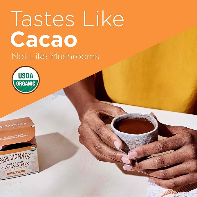 Four Sigmatic Boost Mushroom Cacao | Organic Instant Cacao with Cordyceps & Ginger | Supports