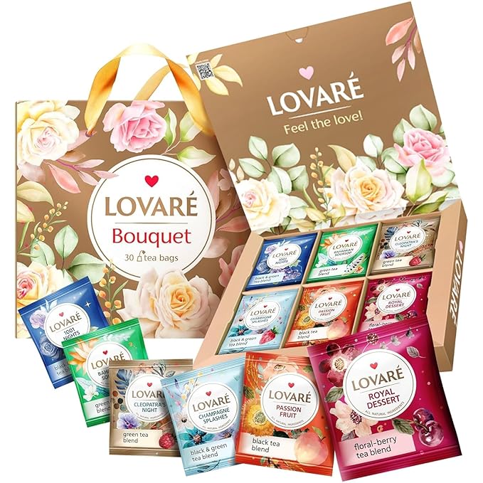 LOVARE Tea Bags Variety Pack - Made in Ukraine - Black and Green, Floral Berry, Mixed Blend