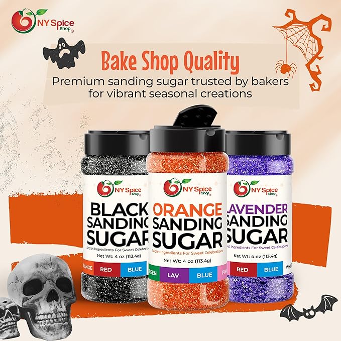NY Spice Shop Orange-Black-Lavender Sanding Sugar - Sweet Colorful Edible Sprinkles for Candy