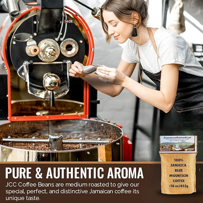 JamaicanCoffeeClub Blue Mountain Whole Bean Coffee ??WB 16oz 100% Jamaican Beans, Premium Roast