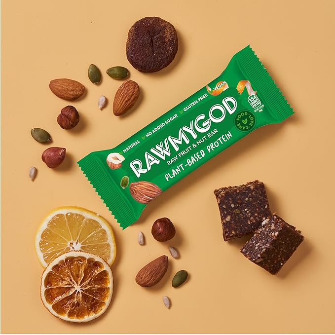 RAWMYGOD Fruit and Nut Bars, Gluten Free, Vegan, No Added Sugar (20 bars, Vitality Pack - 5