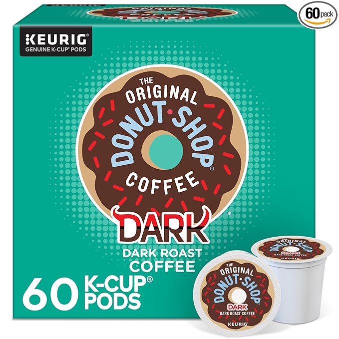 The Original Donut Shop Dark Keurig Single-Serve K-Cup Pods, Dark Roast Coffee, 60 Count, (6 Packs