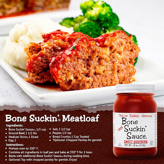 Bone Suckin' Sauce Sweet Southern Thick BBQ Sauce, 18 oz Glass Bottle, For Ribs, Chicken, Pork