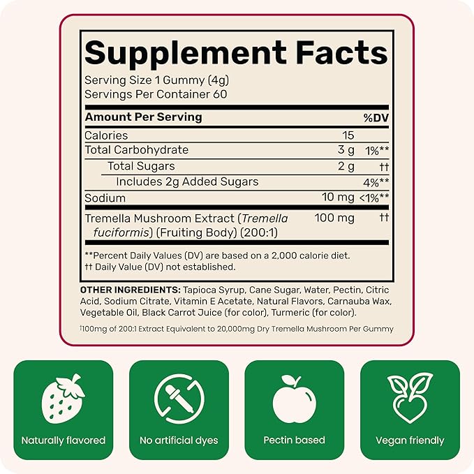 Fungies Tremella Mushroom Gummies, Mixed Strawberry & Lemon Flavor - Mushroom Herbal Supplement