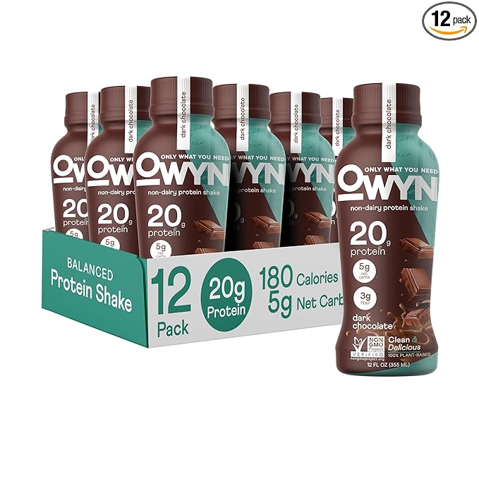 OWYN Only What You Need Plant Based Protein Shake, Dark Chocolate, 20g Vegan Protein from Organic