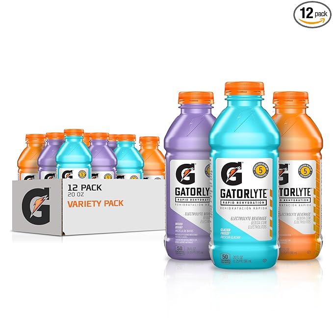 Gatorlyte Rapid Rehydration Electrolyte Drink, 3 Flavor Variety Pack 2.0, Specialized Blend of 5