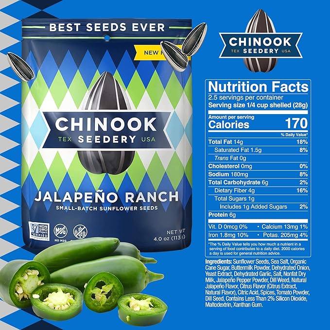 Chinook Seedery Roasted Sunflower Seeds - Jumbo Seeds Keto Snacks - Best For Snack Packs - Gluten