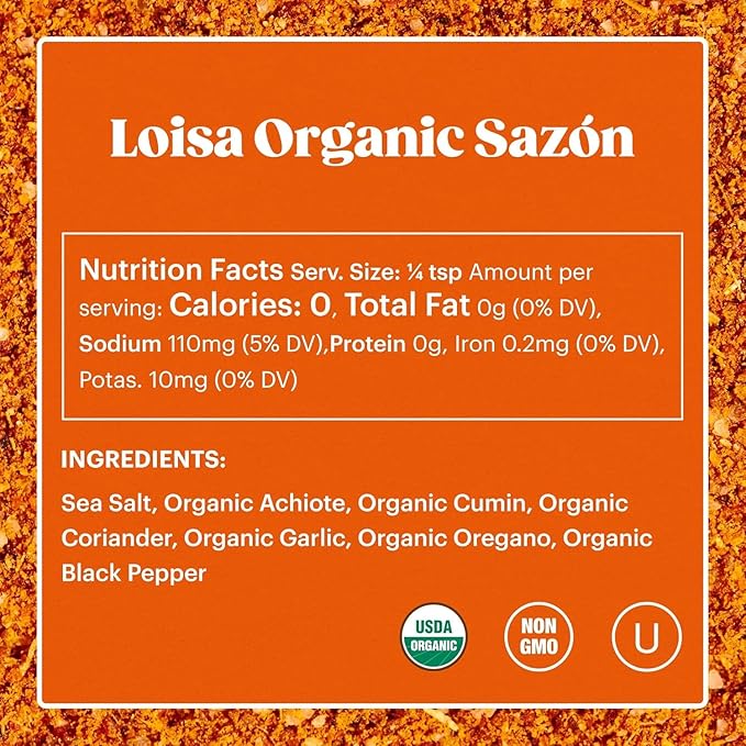Loisa Adobo + Sazon Duo - USDA Organic, Non-GMO, No-MSG, No Preservatives, No Artificial Coloring