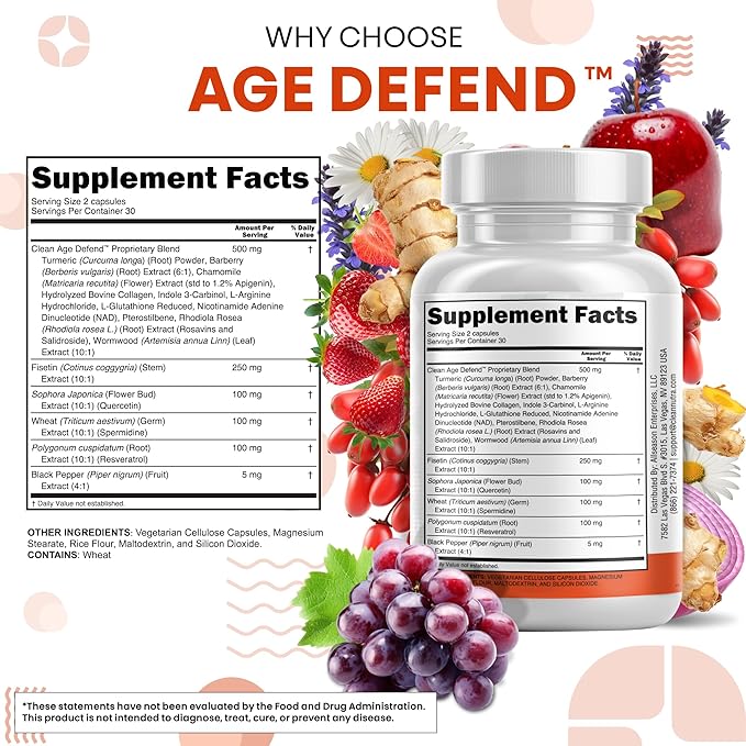 Clean Nutraceuticals Fisetin Quercetin Resveratrol with Spermidine Wheat Germ Extract - Health
