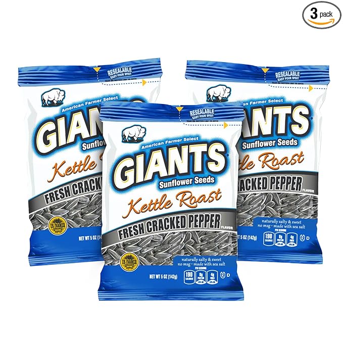 GIANTS Kettle Roast Fresh Cracked Pepper Sunflower Seeds - Sunflower Seeds Bulk, Roasted Sunflower