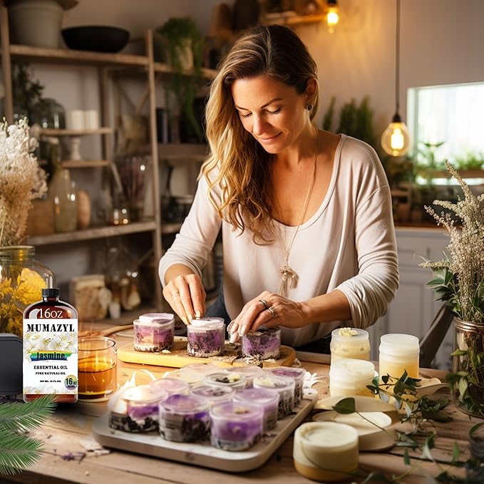 Jasmine Essential Oil, Jasmine Oil 16 Fl Oz 480ML for Diffuser Humidifier Yoga Cleaning DIY Candle