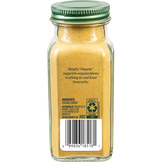 Simply Organic Ground Ginger Root, 1.64 Ounce, Non ETO, Non Irradiated, Non GMO, Complements Both