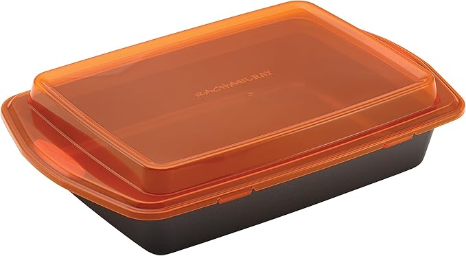 Rachael Ray Bakeware, Nonstick Baking / Cake Pan With Lid and Grips, Rectangle - 9 Inch x 13 Inch
