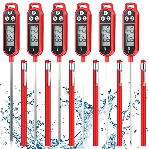 6 Pcs Meat Thermometer Food Thermometer with Probe Water Liquid Instant Read Digital Thermometer