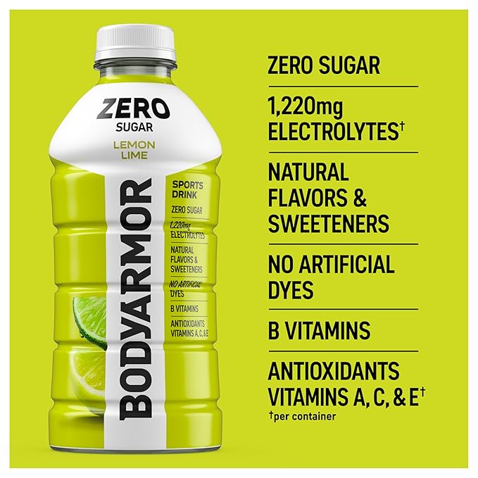 BODYARMOR ZERO Sugar Lemon Lime, Sugar Free Sports Drink - Low-Calorie Hydration - Natural Flavors
