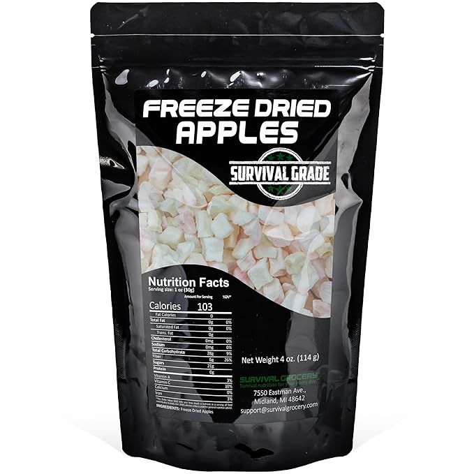 Survival Grocery® Freeze Dried Apples - Non-GMO, Gluten-Free, Unsweetened Diced Apple Pieces