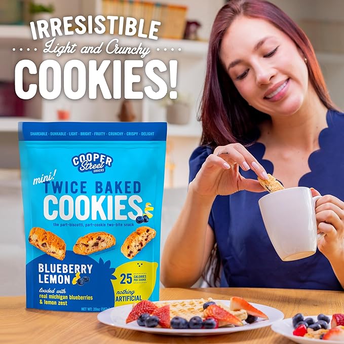 Cooper Street Twice-Baked Blueberry Lemon Biscotti Cookies (16 oz Pack of 2) ??Over 50 Biscotti per