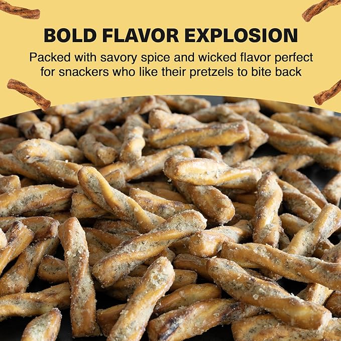 Wicked Twists Savory Ranch Seasoned Pretzels Twists 5.5 oz (1 Pack) Snack Pretzel Sticks Rods, Bold