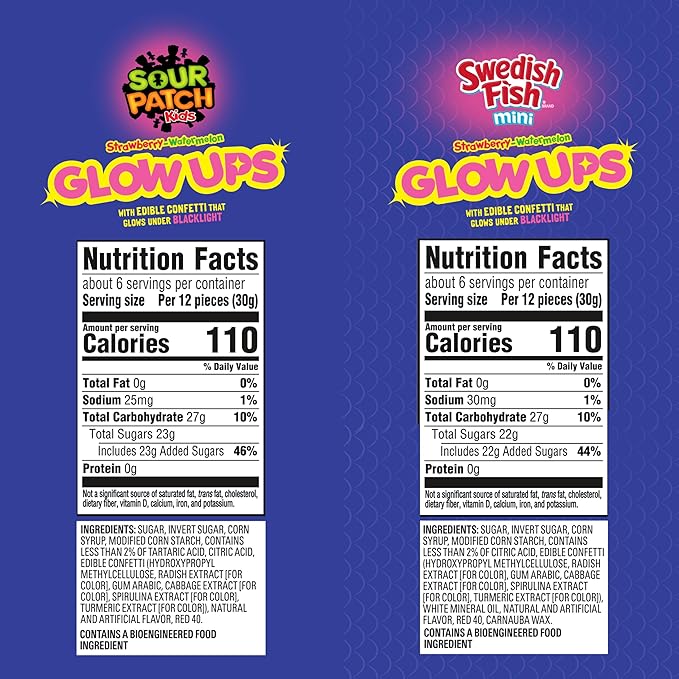 SOUR PATCH KIDS and SWEDISH FISH Mini Glow Ups Strawberry-Watermelon Soft & Chewy Candy Variety