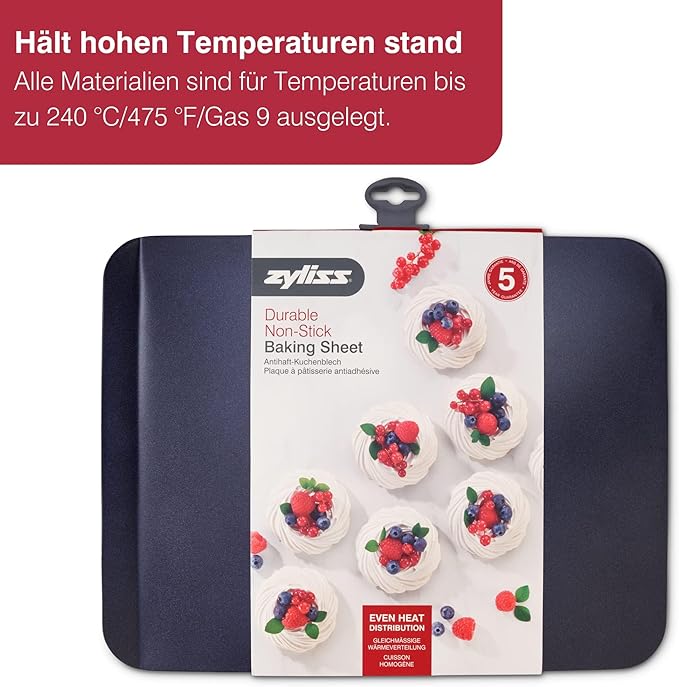 Zyliss E980192 Non-Stick Baking Sheet | Carbon Steel | Dark Blue | Baking Tin/Bakeware/Roasting |