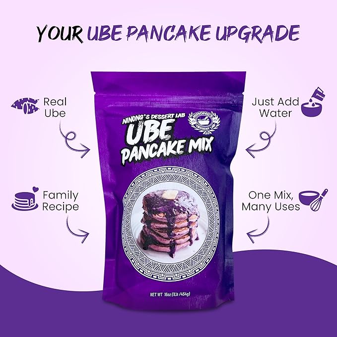 Ninong's Dessert Lab Ube Pancake Mix, Ube Flavored Buttermilk Pancake Mix with Real Ube, Makes Ube