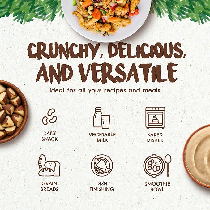 Snack The True Organic Broken Brazil Nuts 32 oz – Raw and Unsalted – Healthy-Rich in Vegetable