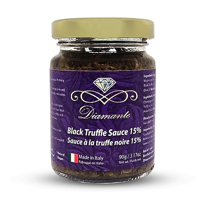 Diamante Italy Black Truffle Sauce with High 15% Black Truffle Content - Authentic Italian Gourmet