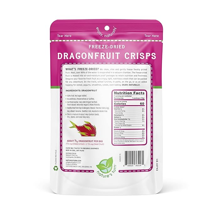 Nature’s Turn Freeze-Dried Dragon Fruit Crisps – Healthy, Gluten-Free, Crispy & Delicious