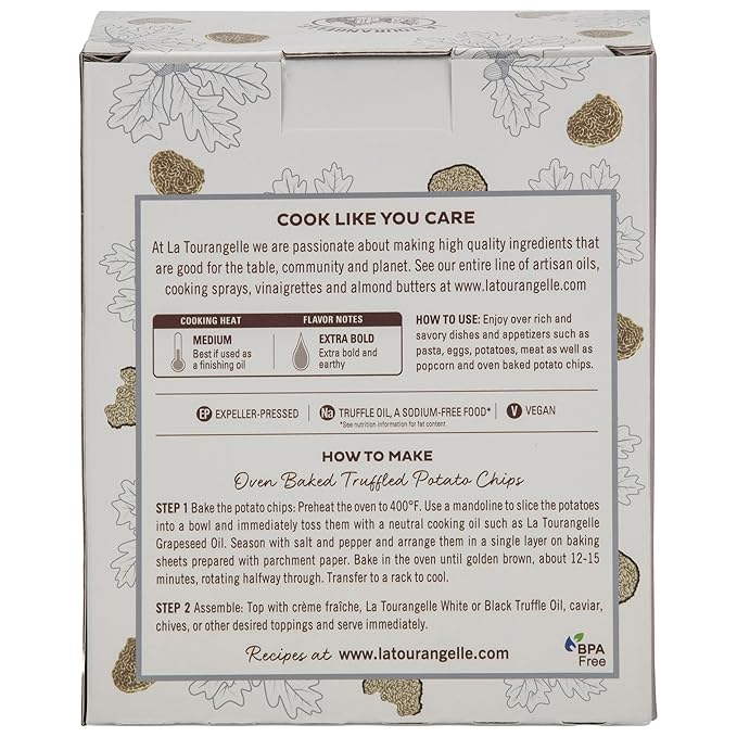 La Tourangelle, White Truffle Oil & Black Truffle Oil Set, Complex Gourmet Earthy Flavor for