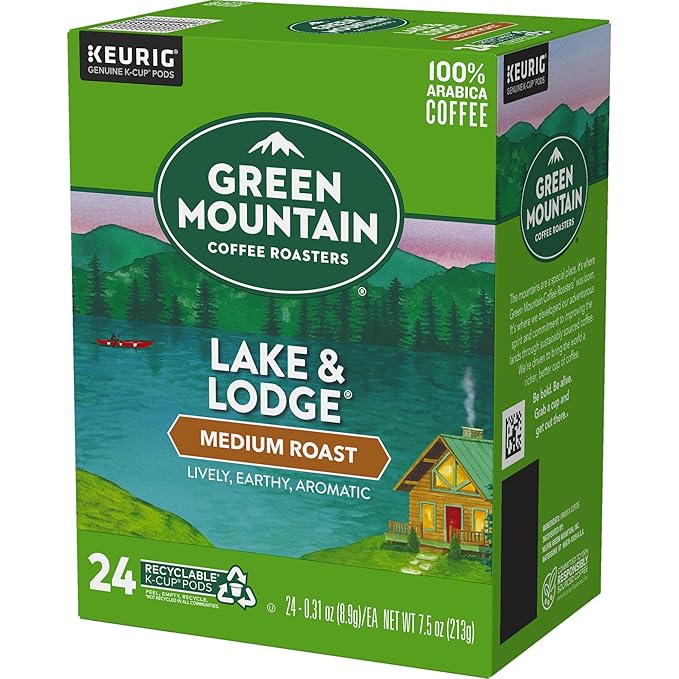 Green Mountain Coffee Roasters Lake and Lodge Blend Keurig Single-Serve K-Cup pods, Medium Roast