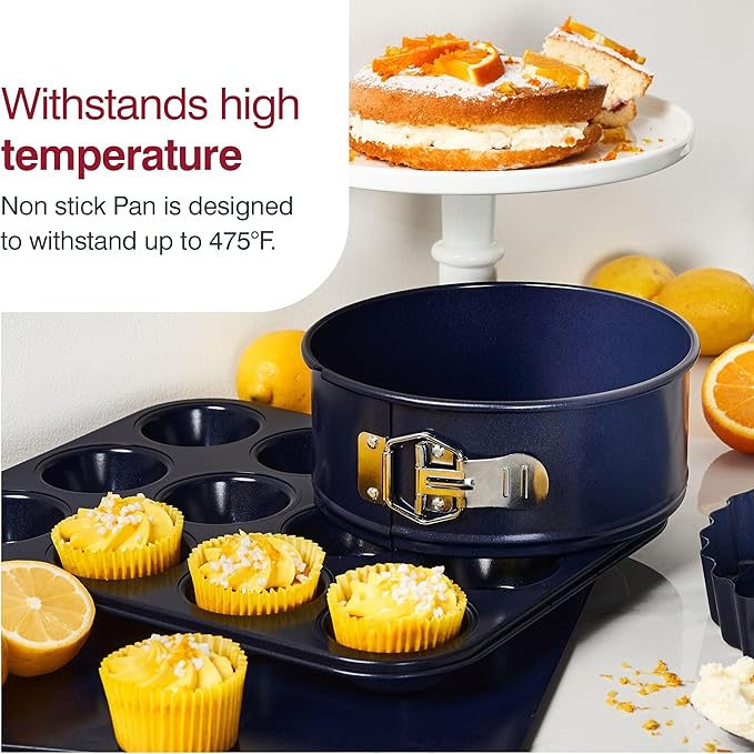 Zyliss E980200 Non-Stick 12 Hole Muffin Tin | Carbon Steel | Dark Blue | Baking Tins/Yorkshire