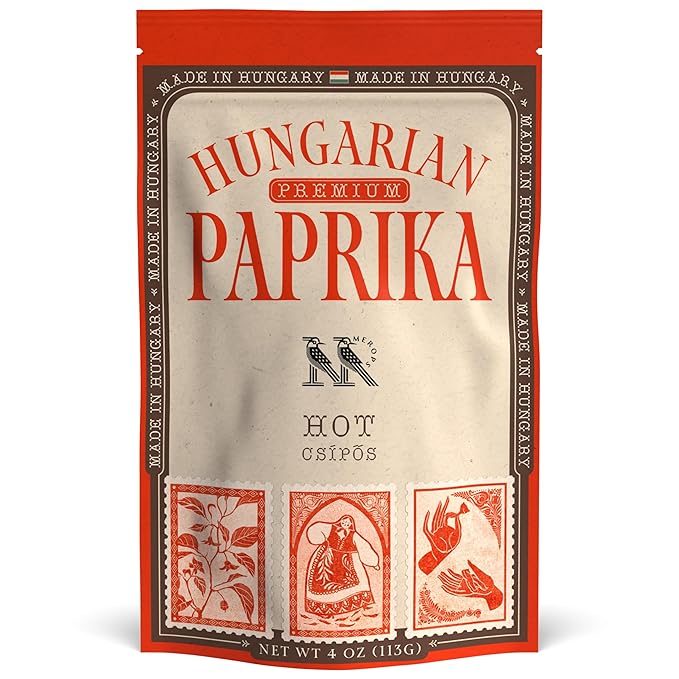 Premium HOT Hungarian Paprika Powder (4 oz) - Non-GMO - Vibrant Deep Red Color - Protected