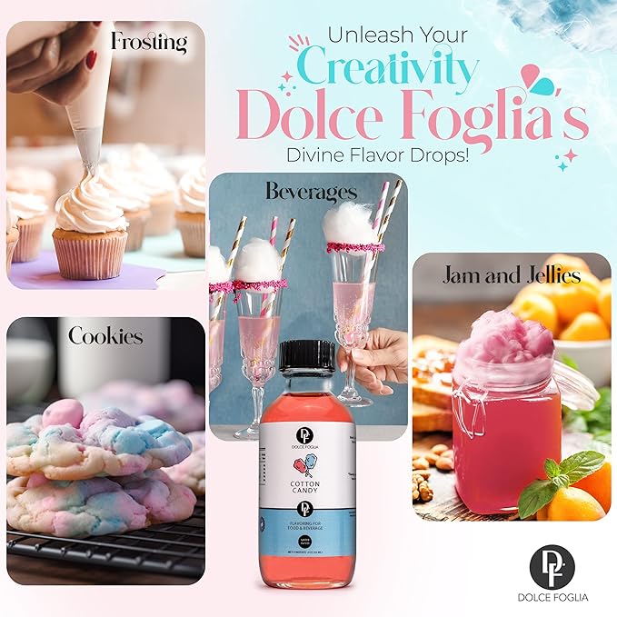 Dolce Flav Cotton Candy Extract 2 oz ??Kosher, Sugar-Free, Concentrated Carnival-Style Flavoring
