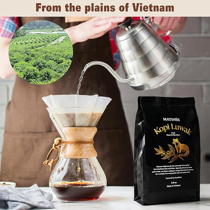 MATINÉE Wild Kopi Luwak Coffee Beans, Medium Roast, Whole Bean Beans, Civet Coffee - Sustainably