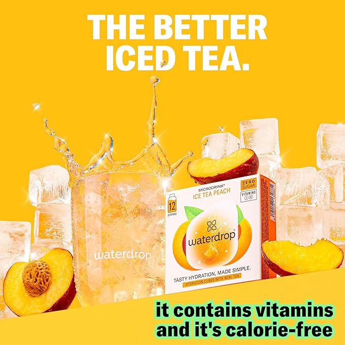 Waterdrop Hydration Cubes With Vitamin C, B Vitamins and Electrolytes, 3 Iced Tea Flavor