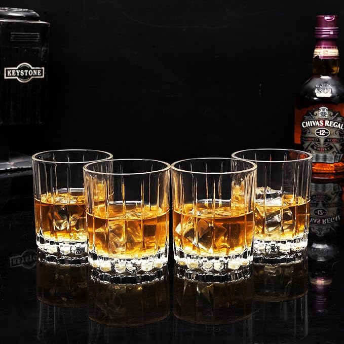 KANARS Old Fashioned Whiskey Glasses Set of 2-10 Oz Crystal Rocks Glasses for Bourbon Cocktail