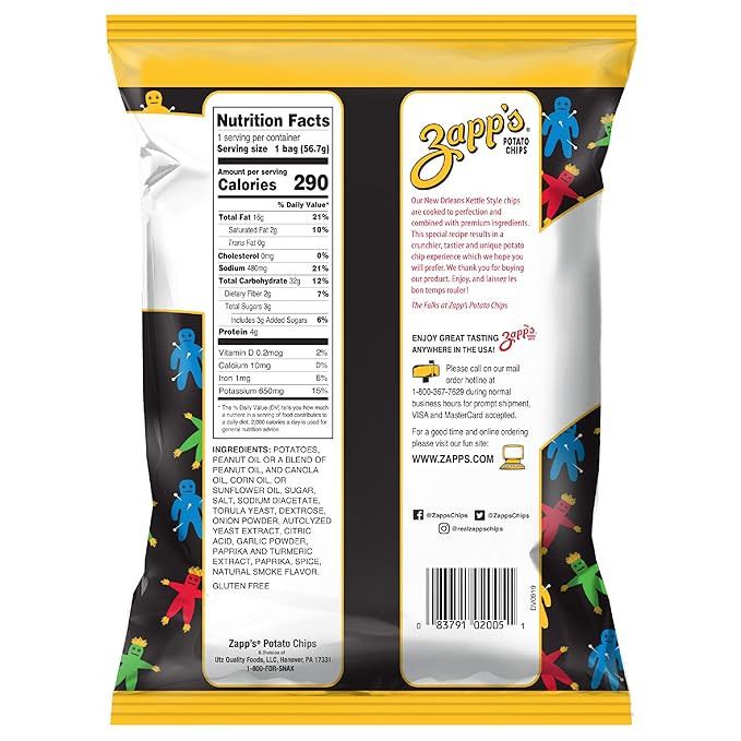 Zappì°??꽓s New Orleans Kettle-Style Potato Chips, Voodoo Flavor ì°????Crunchy Chips with a Spicy