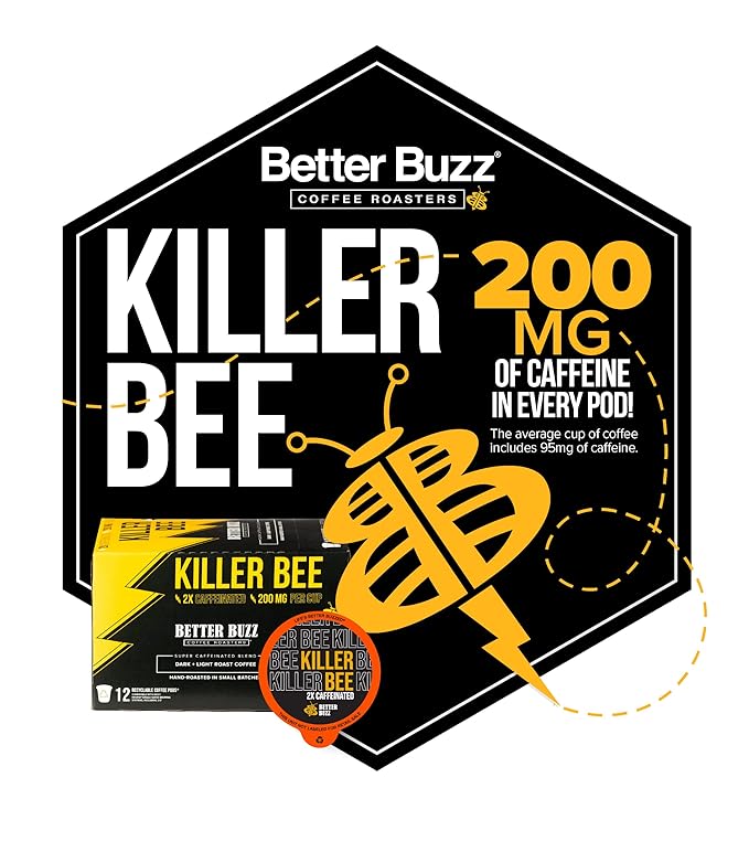 Better Buzz Killer Bee Super Caffeinated Dark Roast Light Roast Blend 12ct., California Solar