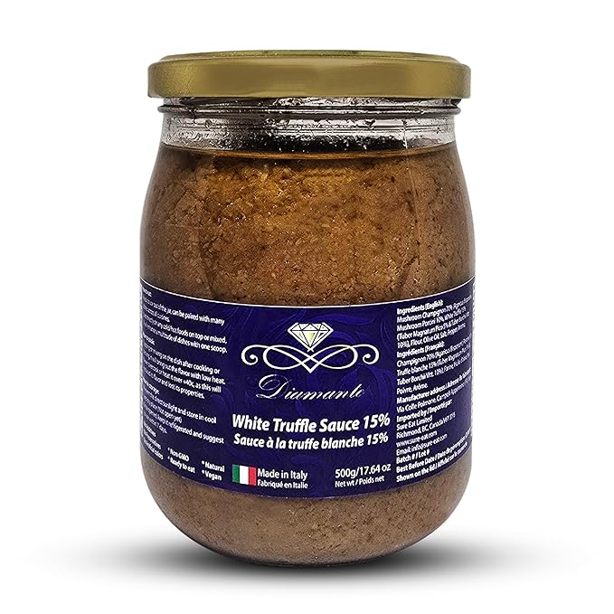 Diamante Italy White Truffle Sauce with High 15% White Truffle Content - Authentic Italian Gourmet