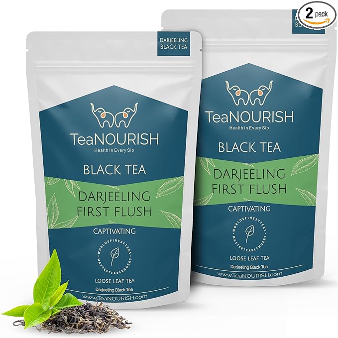 TeaNOURISH Darjeeling First Flush Black Tea | Single Estate Refreshing & Aromatic | Loose Leaf Tea