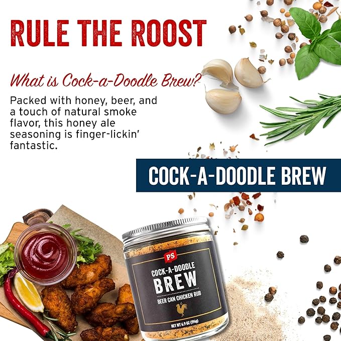 PS Seasoning Cock-A-Doodle Brew - Beer Can Chicken Seasoning - BBQ Seasoning & Rubs for Smoking