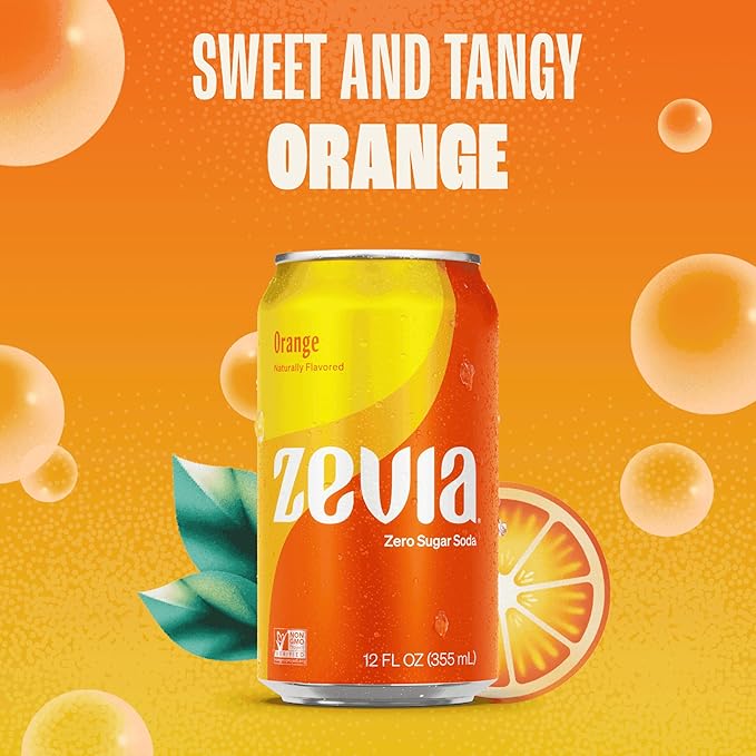 Zevia Zero Sugar Soda, Fruity Variety Pack, 12 oz Cans (24-Pack) ??Naturally Sweetened, Zero