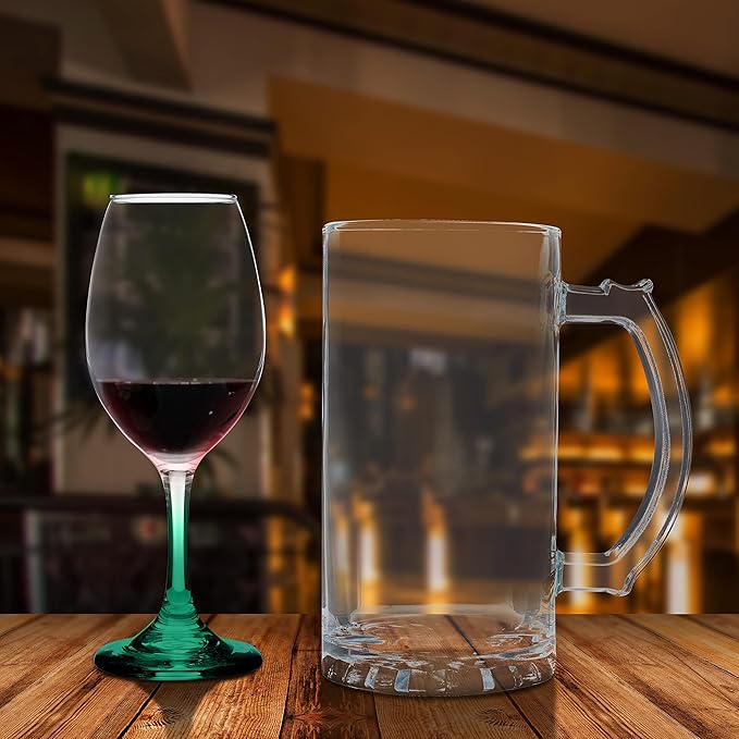 DISCOUNT PROMOS Rioja Wine Glasses with Stem 10 oz. Set of 10, Bulk Pack - Color Bottom, Perfect